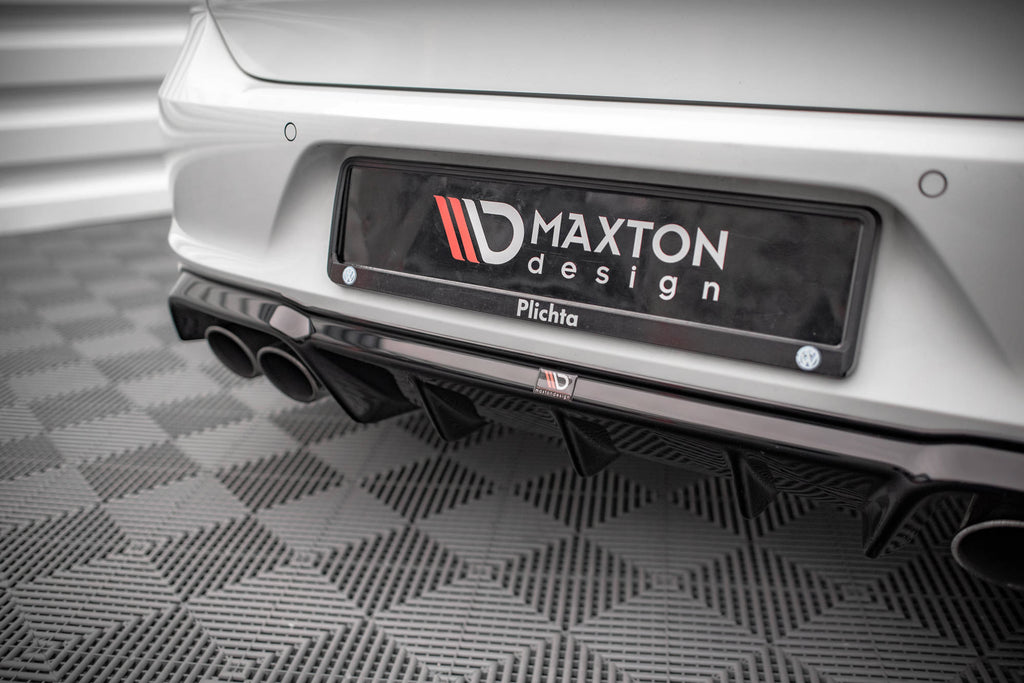 Maxton Design Diffusor Heck Ansatz passend für VW Golf R Mk7 schwarz Hochglanz