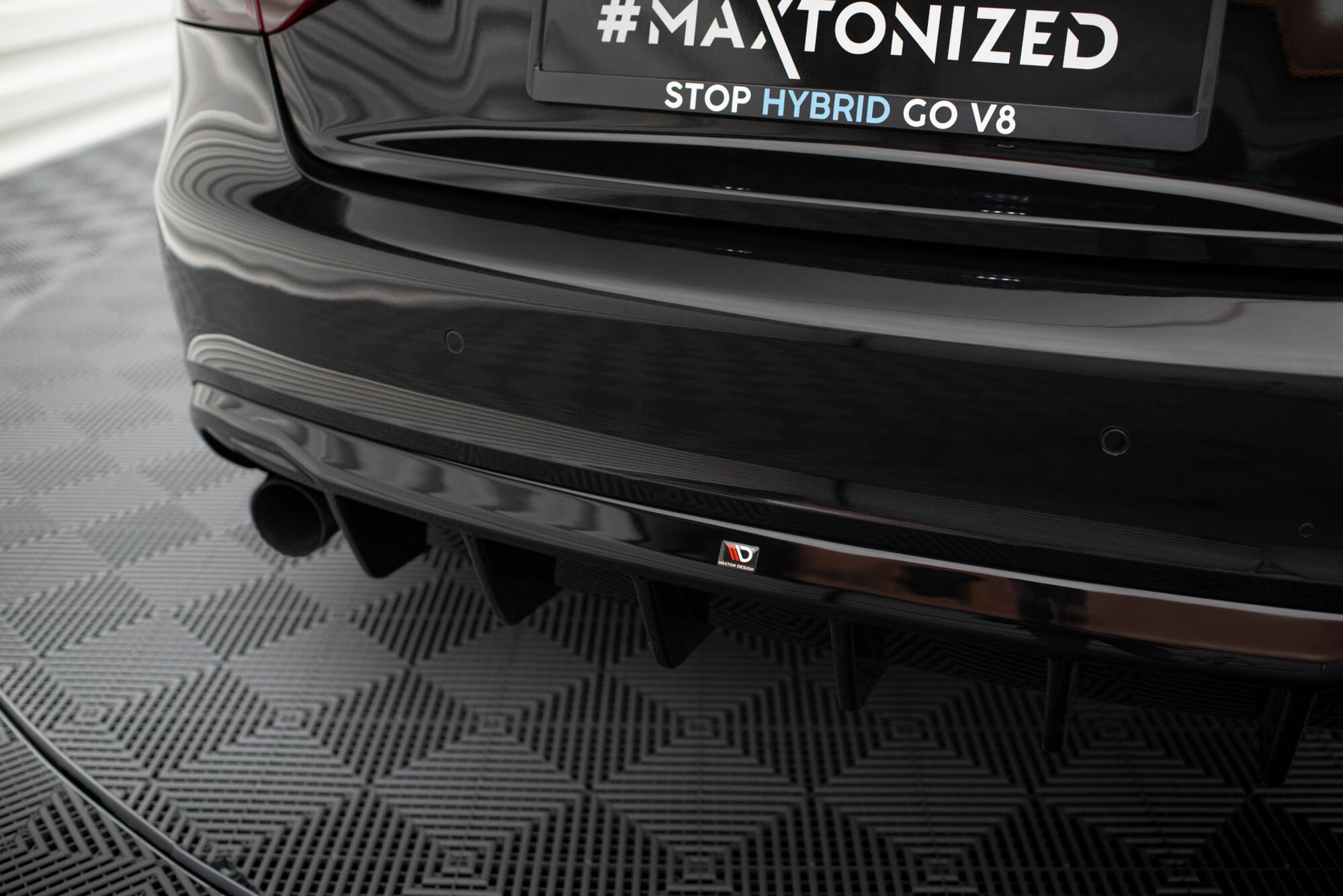 Maxton Design Diffusor Heck Ansatz passend für Audi A5 Coupe / Cabrio S-Line 8T (Einzelauspuff li. re.)