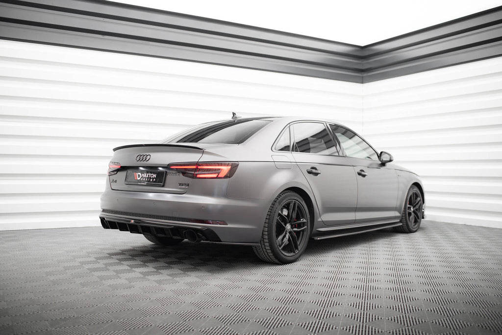 Maxton Design Spoiler CAP V.2 passend für Audi S4 / A4 Standard / S-Line / Competition Limousine B9 / B9 Facelift schwarz Hochglanz