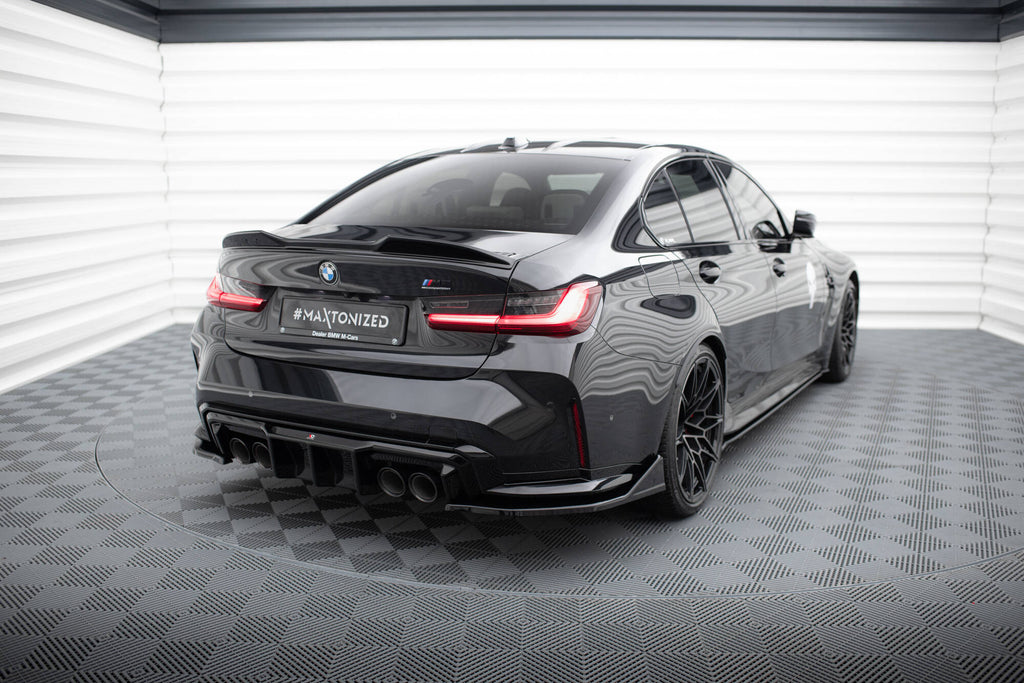 Maxton Design Heck Ansatz Flaps Diffusor V.6 passend für CSL Look (Für heckansatz v.1) BMW M3 Limousine / Touring G80 / G81 schwarz Hochglanz