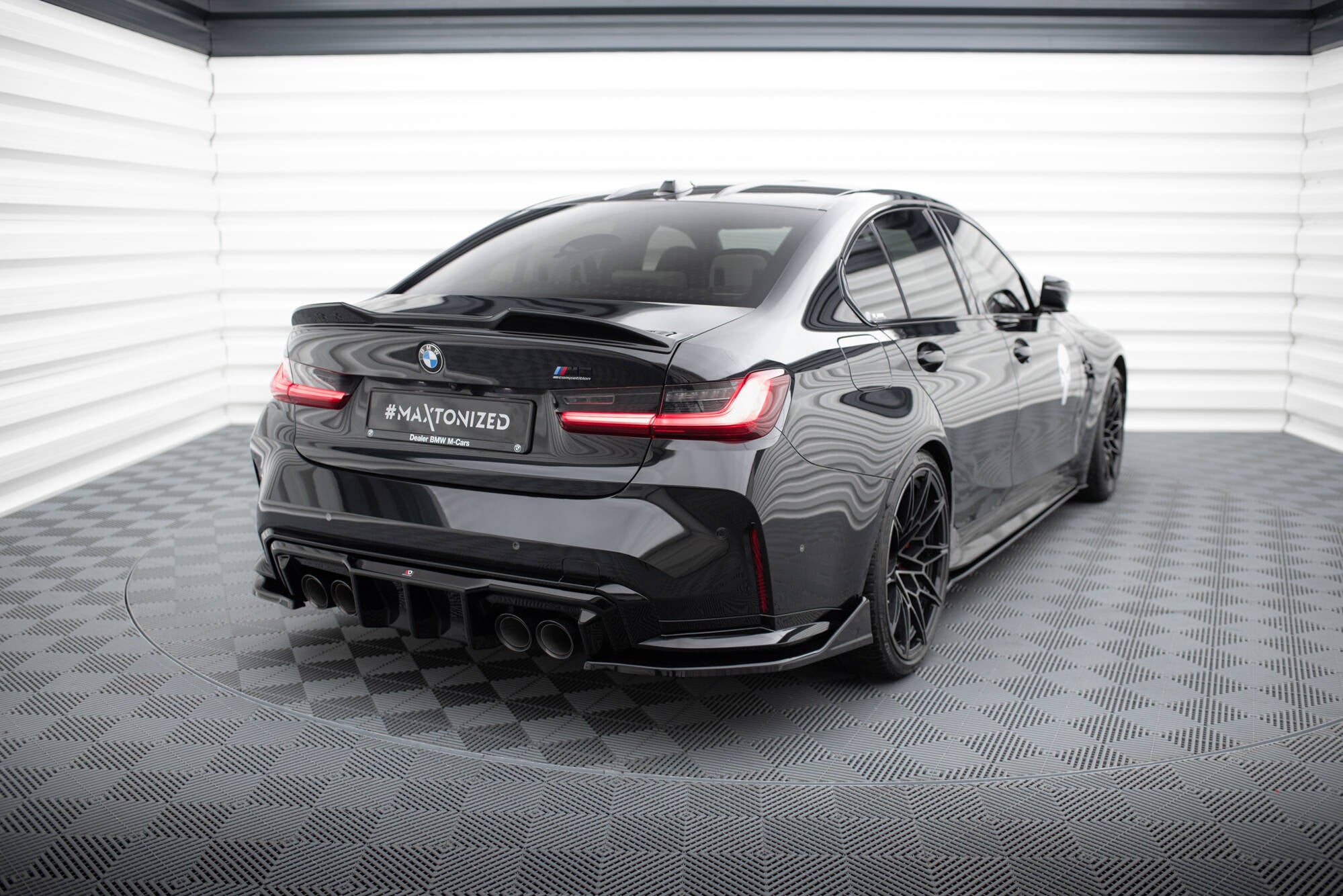 Maxton Design Heck Ansatz Flaps Diffusor V.6 passend für CSL Look (Für heckansatz v.1) BMW M3 Limousine / Touring G80 / G81 schwarz Hochglanz
