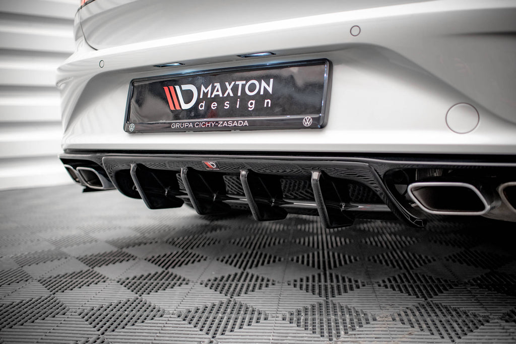 Maxton Design Diffusor Heck Ansatz passend für VW Arteon R Limousine / Shooting Brake Mk1 Facelift schwarz Hochglanz