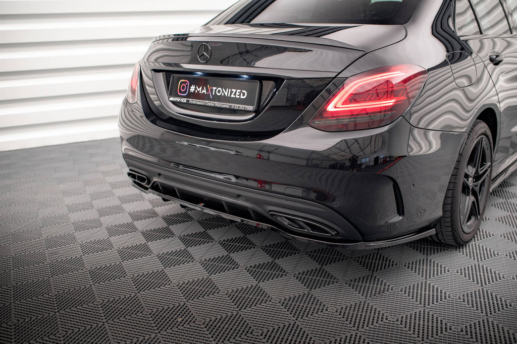 Maxton Design Street+ Mittlerer Diffusor RACE passend für Mercedes-Benz C AMG-Line W205 Facelift schwarz Hochglanz