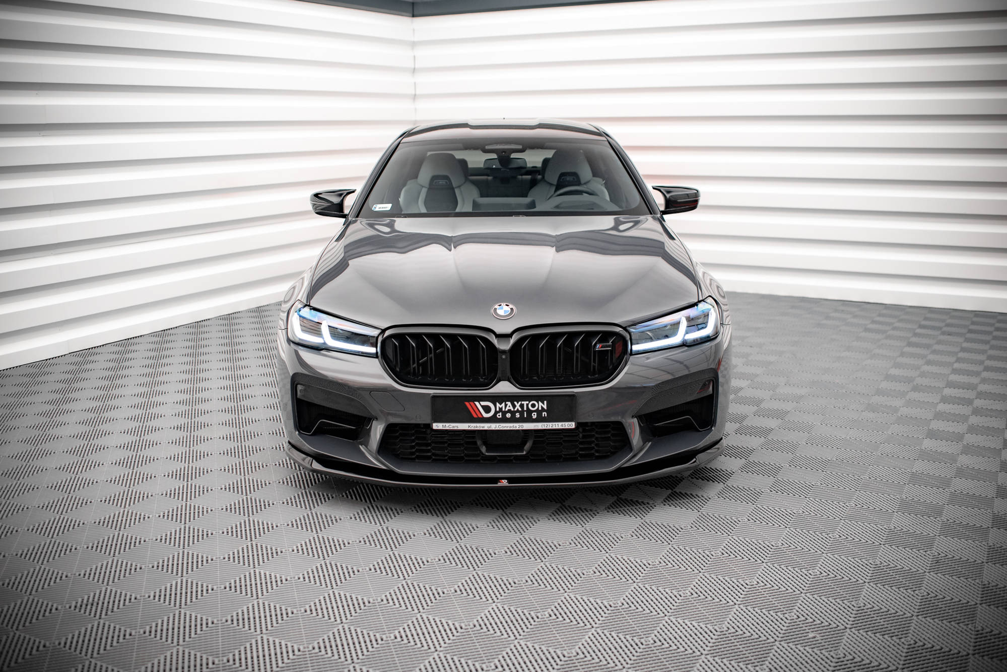 Maxton Design Street+ Spoilerlippe Front Ansatz V.3 passend für BMW M5 F90 Facelift schwarz Hochglanz