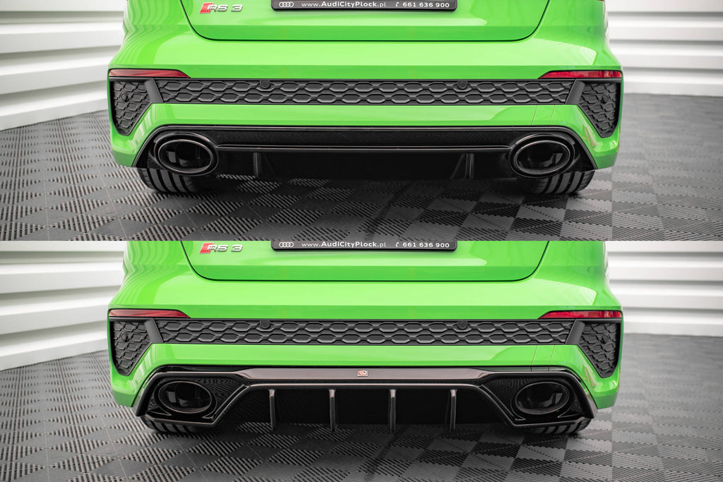 Maxton Design Diffusor Heck Ansatz passend für Audi RS3 8Y schwarz Hochglanz