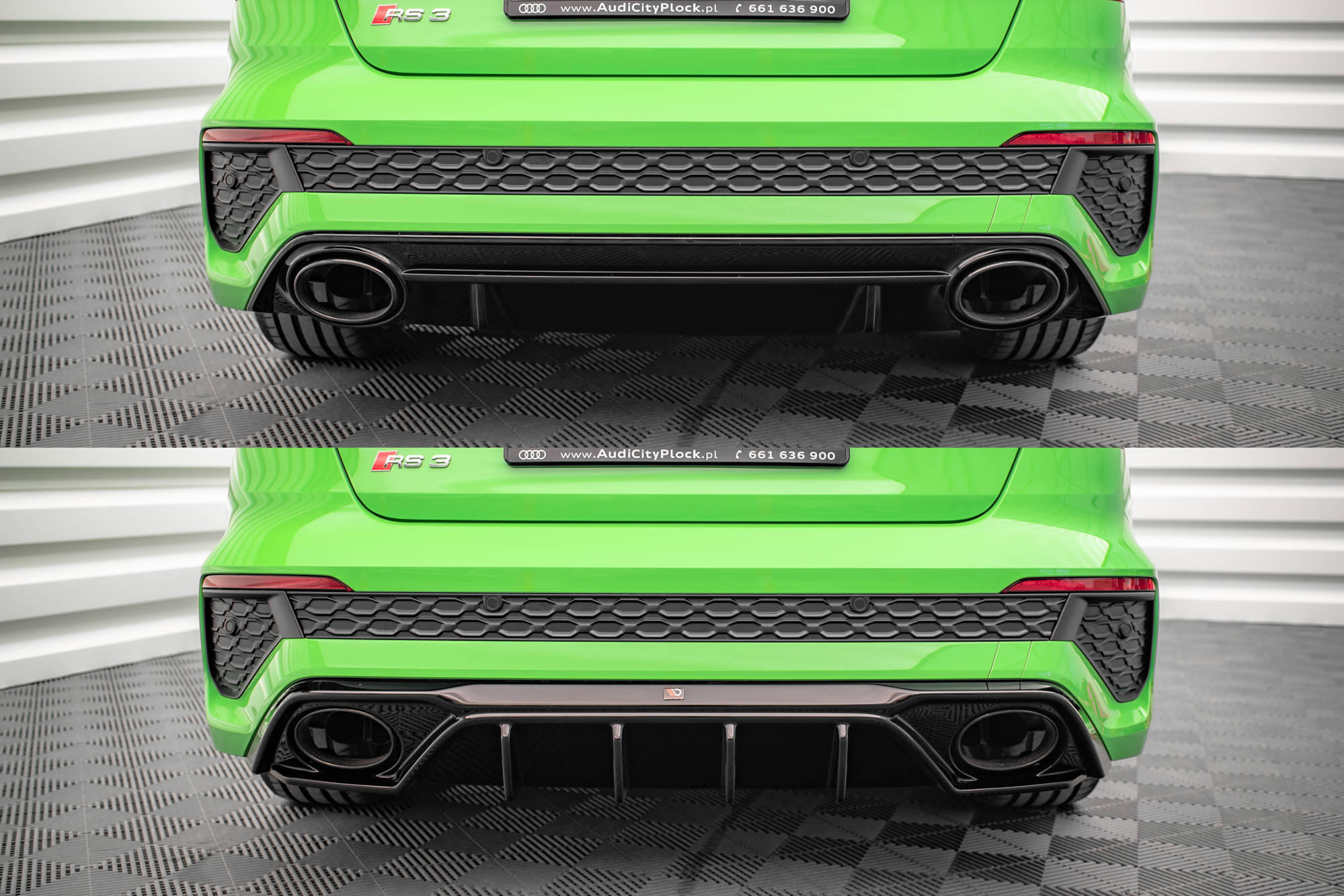 Maxton Design Diffusor Heck Ansatz passend für Audi RS3 8Y schwarz Hochglanz