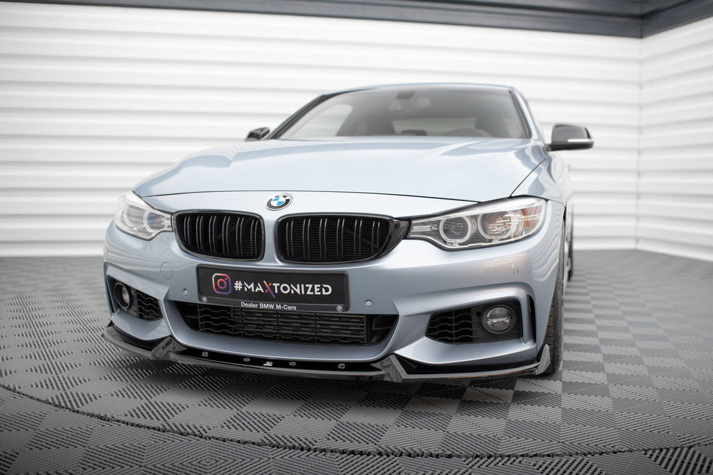 Maxton Design Street+ Spoilerlippe Front Ansatz V.4 passend für BMW 4er Coupe / Gran Coupe / Cabrio M-Paket F32 / F36 / F33 schwarz Hochglanz