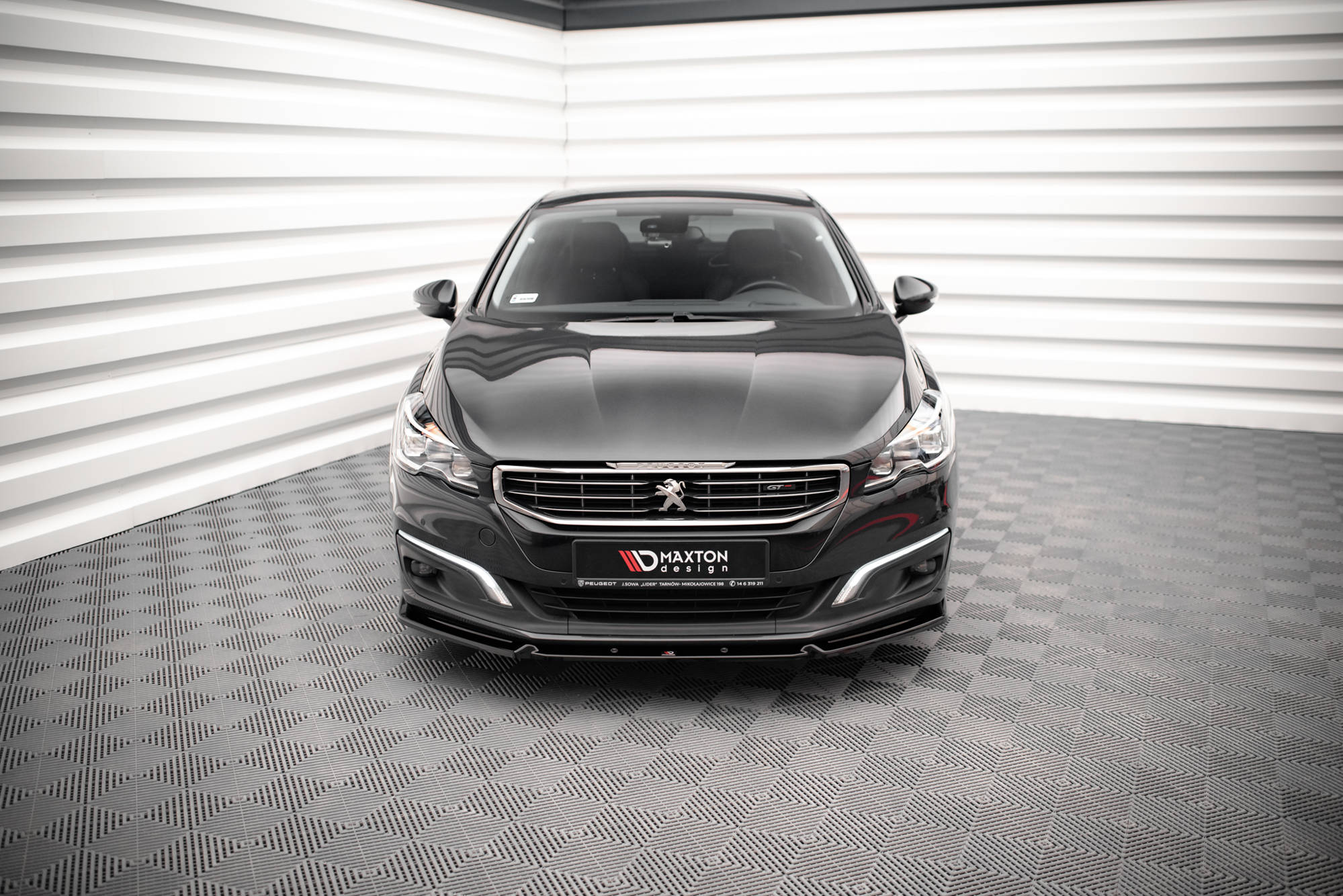 Maxton Design Street+ Spoilerlippe Front Ansatz V.1 passend für Peugeot 508 GT Mk1 Facelift schwarz Hochglanz