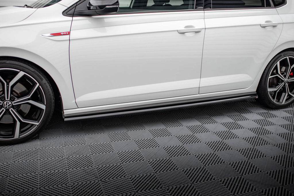 Maxton Design Street+ Seitenschweller Leisten passend für VW Polo GTI Mk6 Facelift schwarz Hochglanz