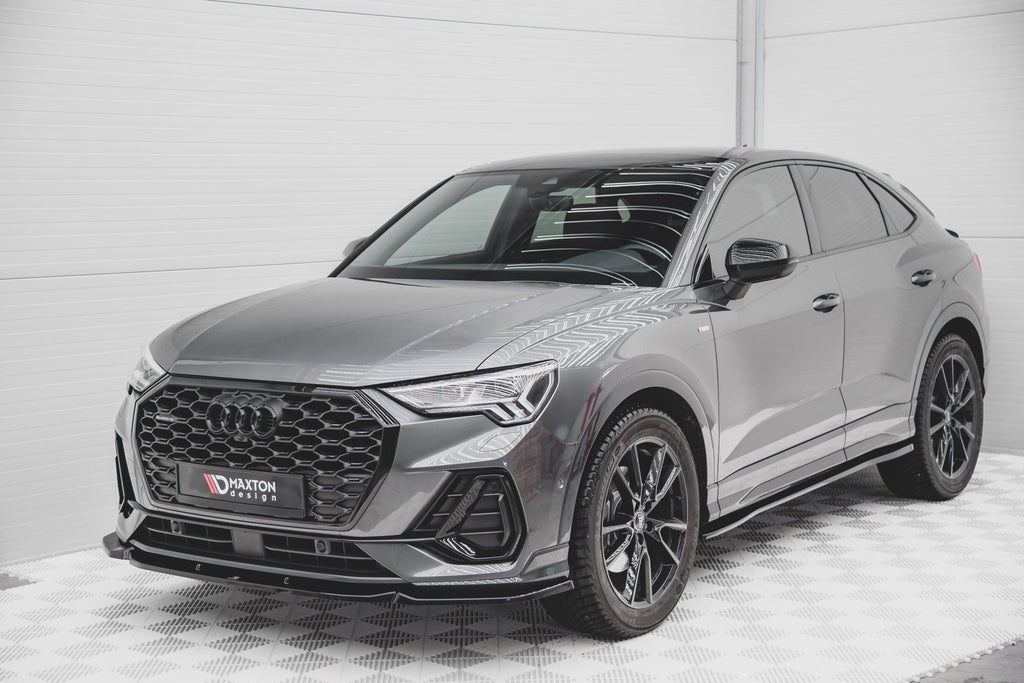 Maxton Design Street+ Spoilerlippe Front Ansatz V.1 passend für Audi Q3 Sportback / SUV S-Line F3 schwarz Hochglanz