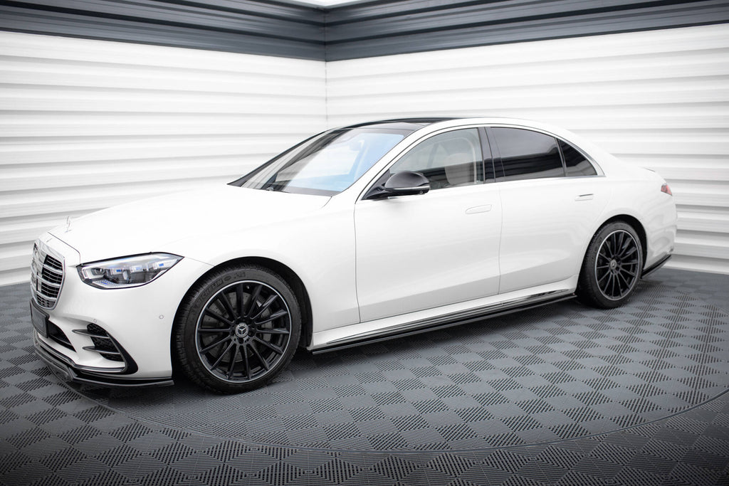 Maxton Design Street+ Seitenschweller Leisten passend für Mercedes-Benz S AMG-Line W223 schwarz Hochglanz