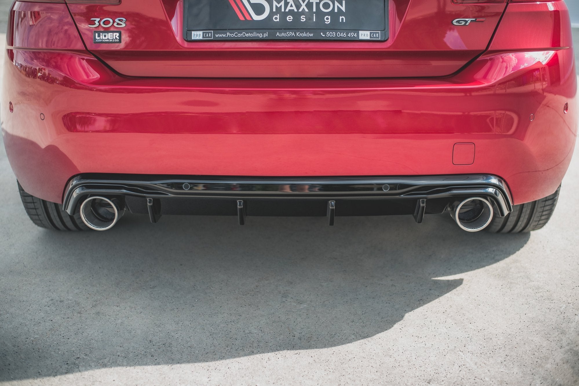Maxton Design Diffusor Heck Ansatz + Endrohre für Peugeot 308 GT Mk2 Facelift