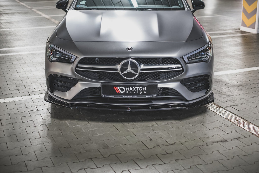 Maxton Design Street+ Spoilerlippe Front Ansatz V.2 passend für Mercedes-AMG CLA 35 Aero C118 schwarz Hochglanz