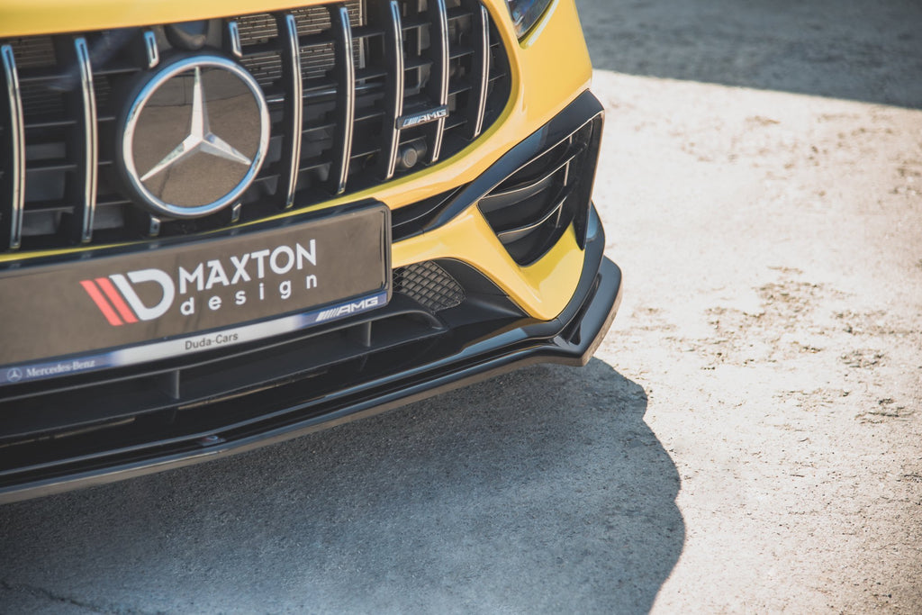 Maxton Design Street+ Spoilerlippe Front Ansatz V.1 passend für Mercedes-AMG A 45 S Aero Pack W177 schwarz Hochglanz
