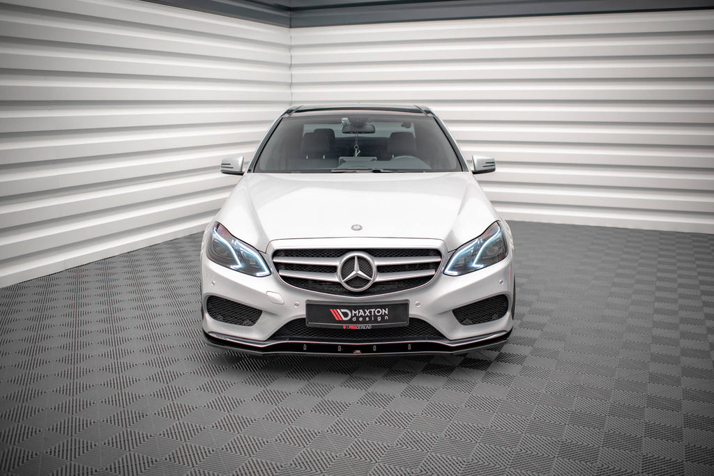 Maxton Design Street+ Spoilerlippe Front Ansatz V.1 passend für Mercedes-Benz E AMG-Line Limousine W212 Facelift schwarz Hochglanz