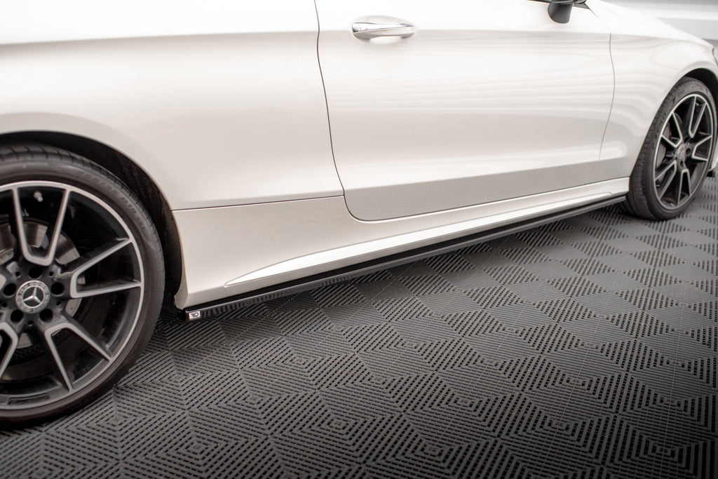 Maxton Design Street+ Seitenschweller Leisten passend für Mercedes-Benz C Coupe AMG-Line C205 Facelift schwarz Hochglanz