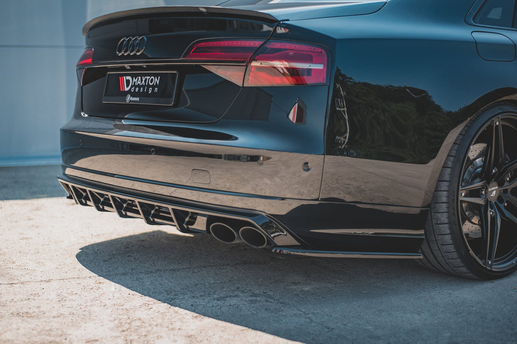 Maxton Design Heck Ansatz Flaps Diffusor V.2 passend für Audi S8 D4 Facelift schwarz Hochglanz