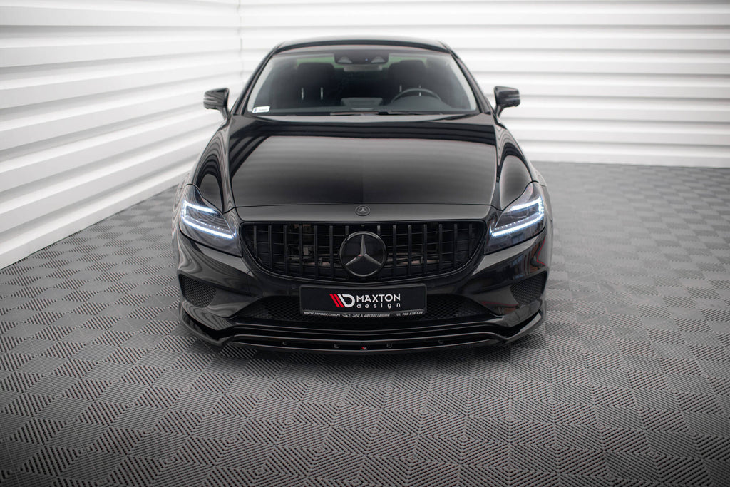 Maxton Design Street+ Spoilerlippe Front Ansatz passend für Mercedes-Benz CLS C218 Facelift schwarz Hochglanz