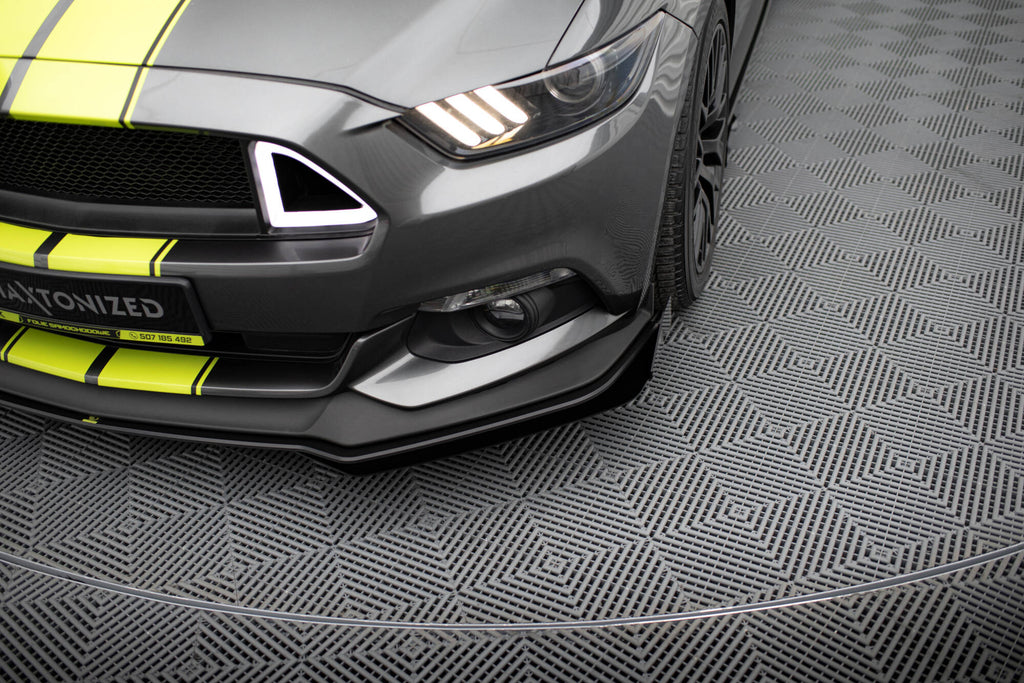 Maxton Design Street Pro Street+ Spoilerlippe Front Ansatz + Flaps passend für Ford Mustang GT Mk6 schwarz Hochglanz