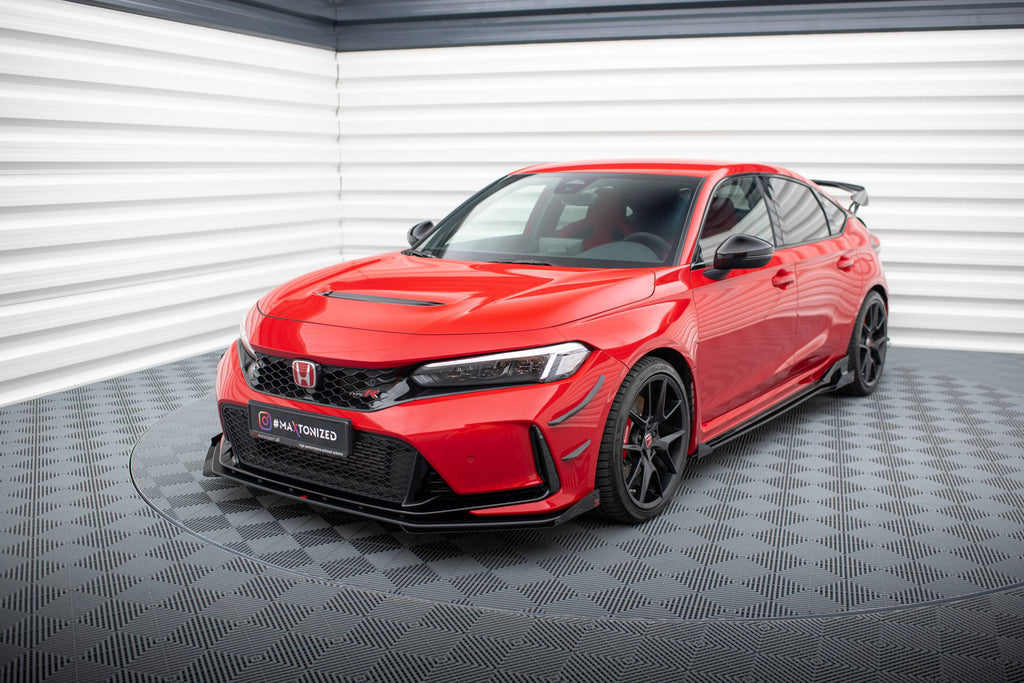 Maxton Design Street Pro Street+ Spoilerlippe Front Ansatz + Flaps passend für Honda Civic Type-R Mk 11 schwarz Hochglanz