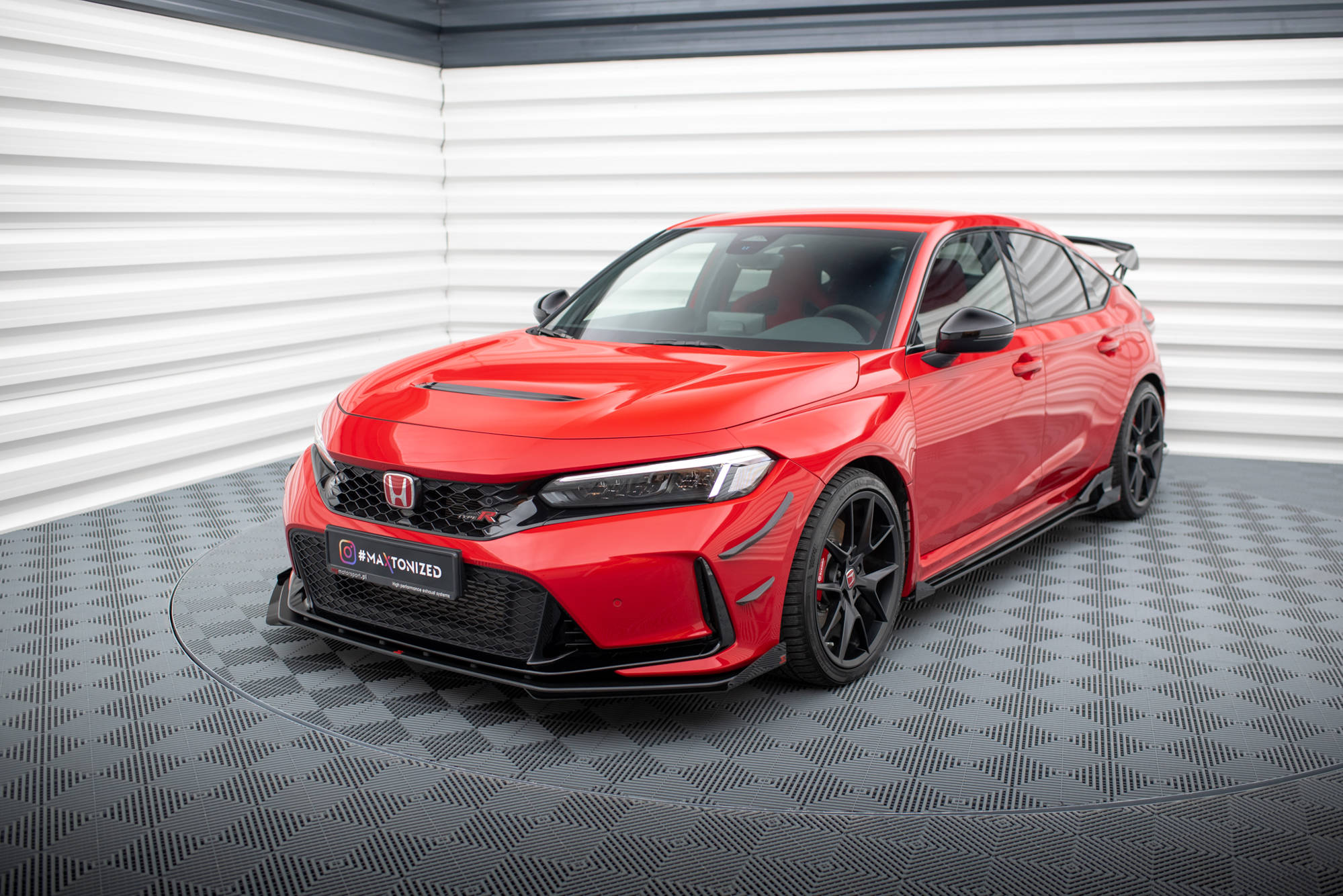 Maxton Design Street Pro Street+ Spoilerlippe Front Ansatz + Flaps passend für Honda Civic Type-R Mk 11 schwarz Hochglanz