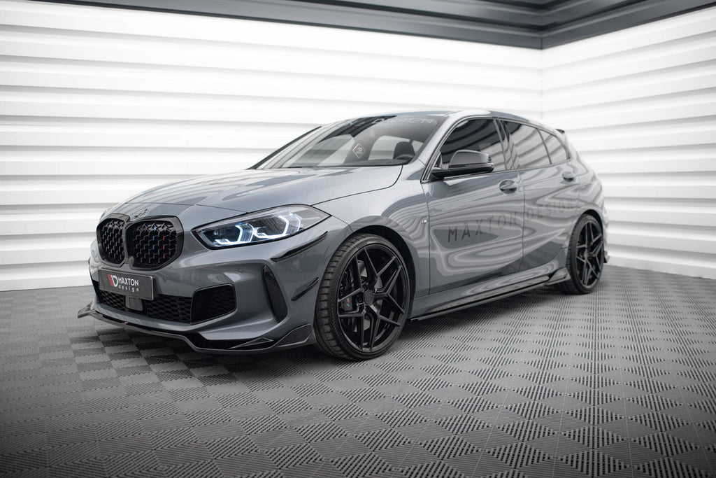 Maxton Design Street+ Seitenschweller Leisten passend für V.3 passend für BMW 1er M-Paket/ M135i / 128ti F40 schwarz Hochglanz