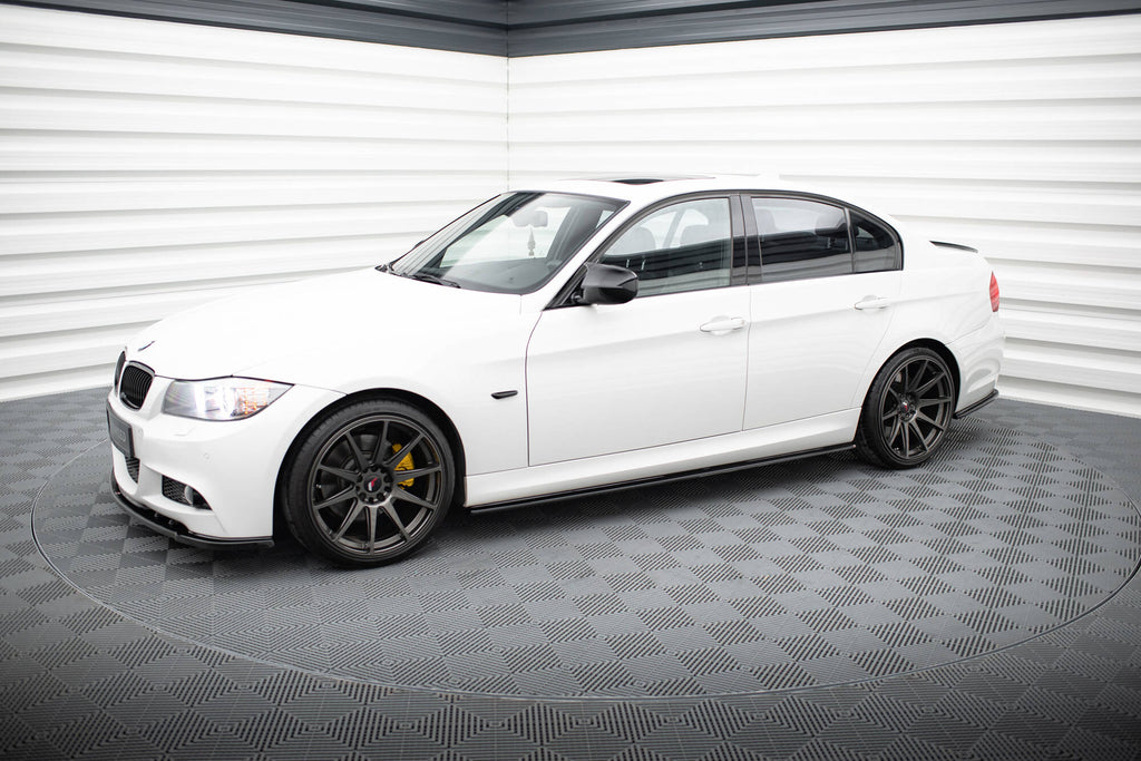 Maxton Design Street+ Seitenschweller Leisten passend für BMW 3er M-Paket Limousine / Touring E90 / E91 schwarz Hochglanz