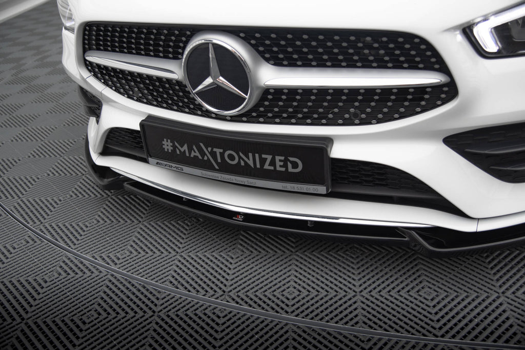 Maxton Design Street+ Spoilerlippe Front Ansatz V.2 passend für Mercedes-Benz CLA A35 AMG / AMG-Line C118 schwarz Hochglanz