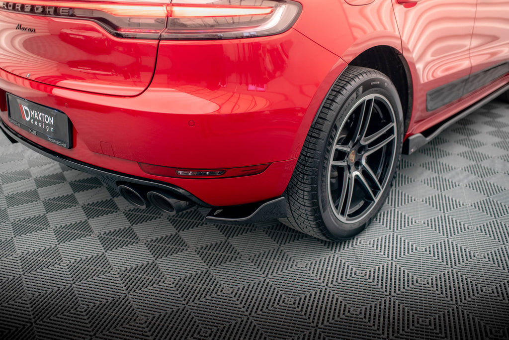Maxton Design Heck Ansatz Flaps Diffusor passend für Porsche Macan GTS / Sport Design Mk1 Facelift schwarz Hochglanz