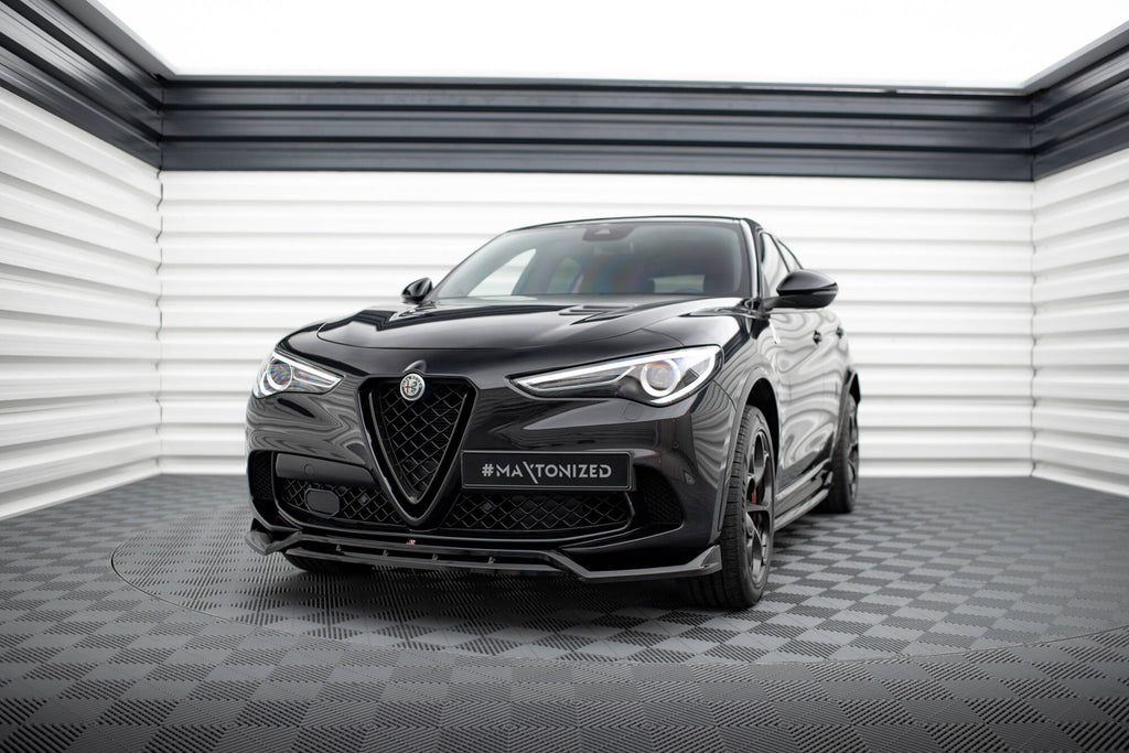 Maxton Design Street+ Spoilerlippe Front Ansatz passend für Alfa Romeo Stelvio Quadrifoglio Mk1 schwarz Hochglanz