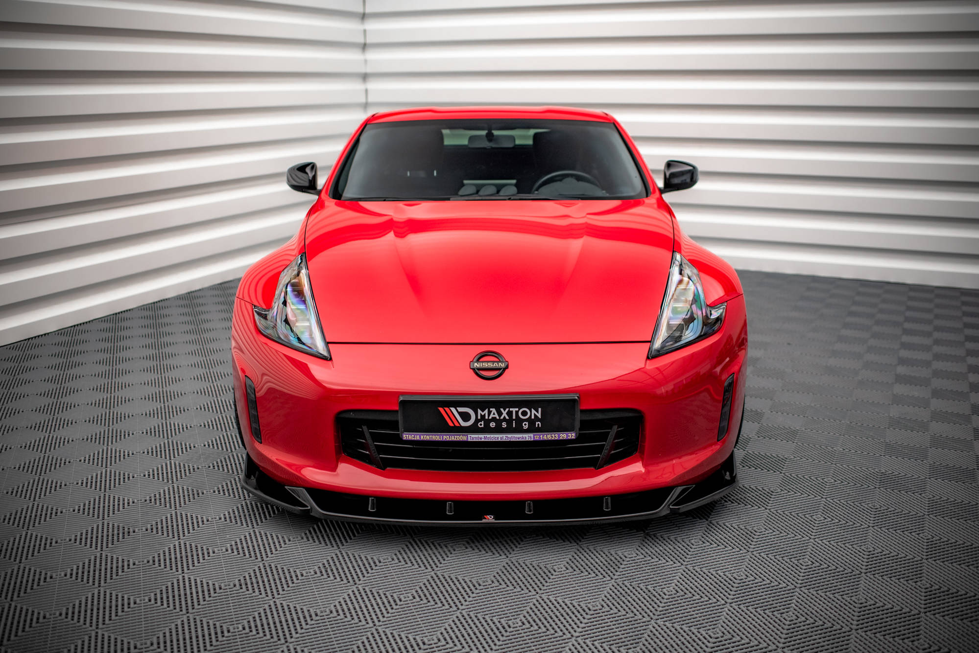 Maxton Design Street+ Spoilerlippe Front Ansatz V.2 passend für Nissan 370Z Facelift schwarz Hochglanz