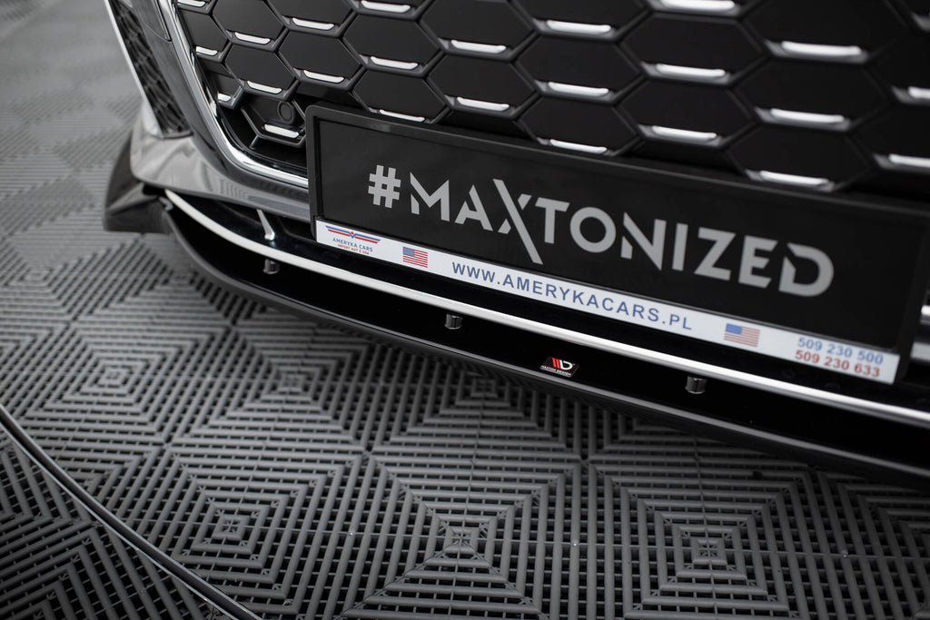 Maxton Design Street+ Spoilerlippe Front Ansatz V.2 passend für Audi S5 / A5 S-Line F5 Facelift schwarz Hochglanz