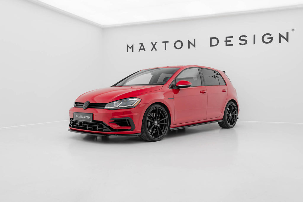 Maxton Design Street+ Spoilerlippe Front Ansatz V.5 passend für VW Golf R / R-Line Mk7 Facelift schwarz Hochglanz