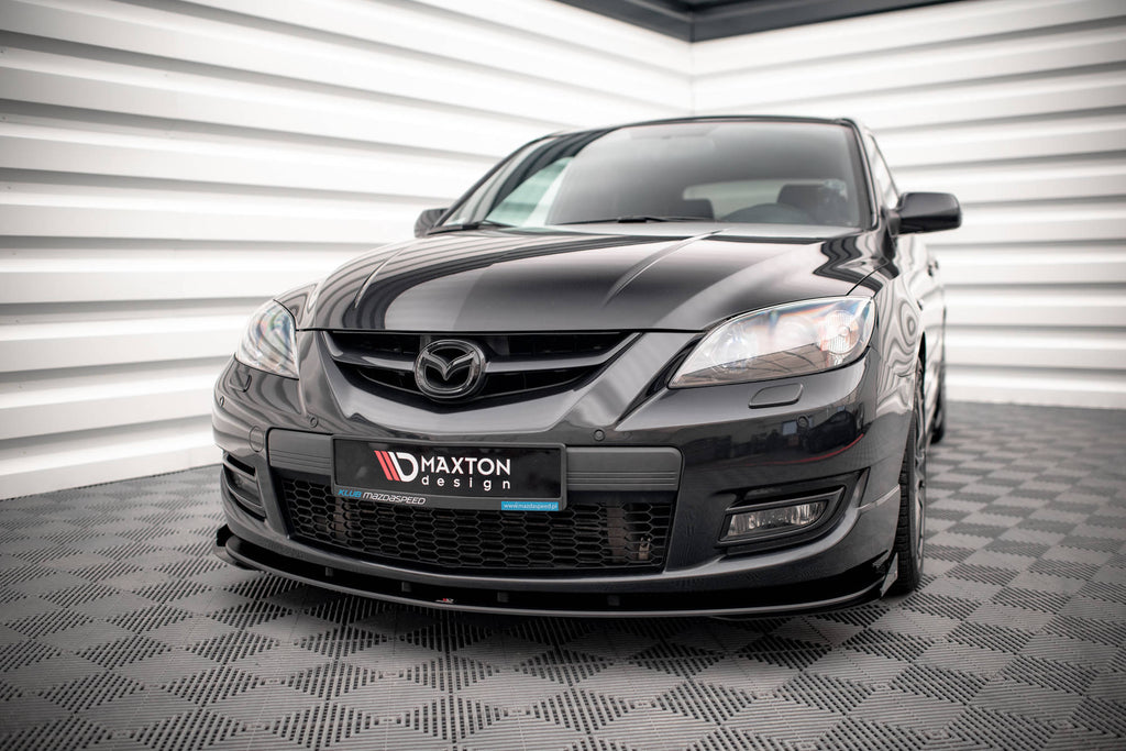 Maxton Design Street Pro Street+ Spoilerlippe Front Ansatz passend für + Flaps passend für V.1 + Flaps Mazda 3 MPS Mk1 schwarz Hochglanz