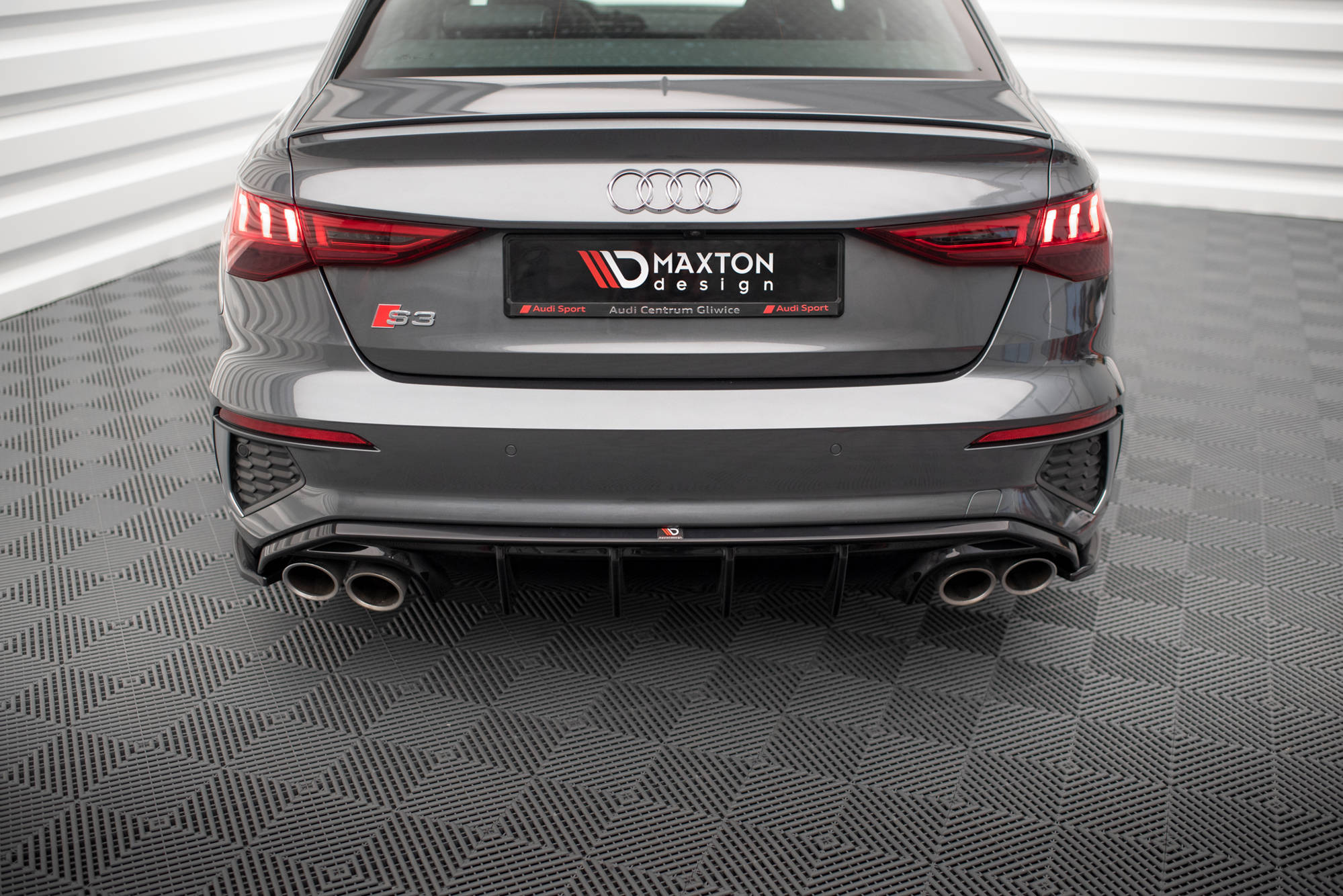 Maxton Design Diffusor Heck Ansatz passend für Audi S3 Limousine 8Y schwarz Hochglanz