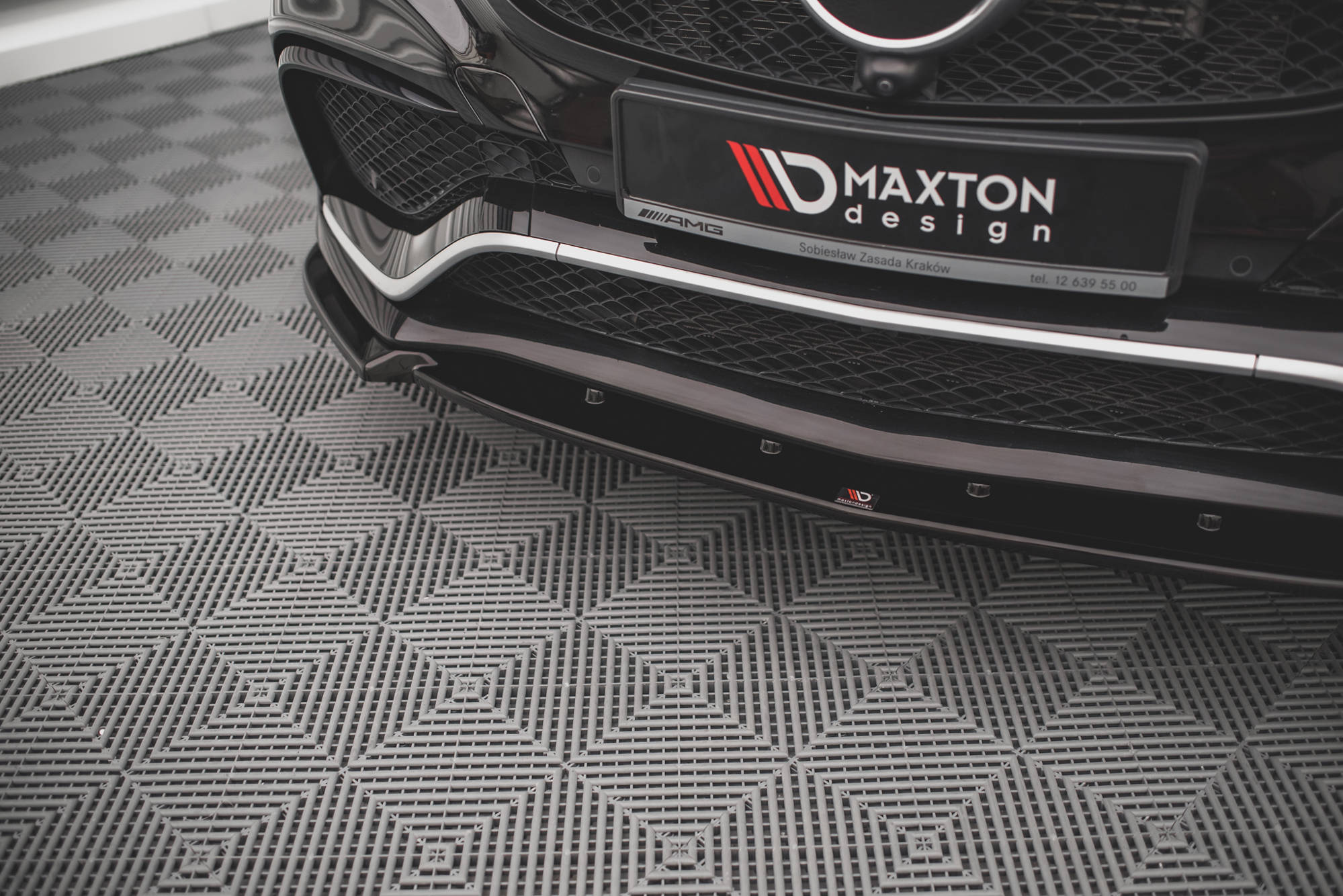 Maxton Design Street+ Spoilerlippe Front Ansatz V.1 passend für Mercedes-Benz GLE Coupe / SUV 63 AMG C292 / W166 schwarz Hochglanz