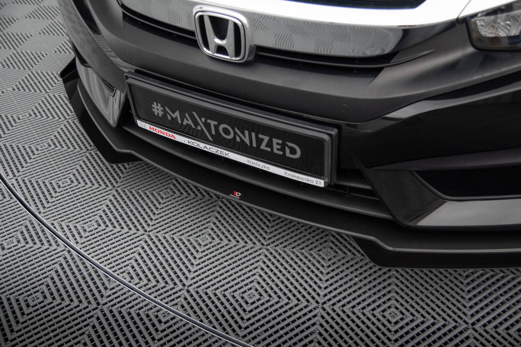 Maxton Design Street Pro Street+ Spoilerlippe Front Ansatz + Flaps passend für Honda Civic Limousine Mk10 schwarz Hochglanz