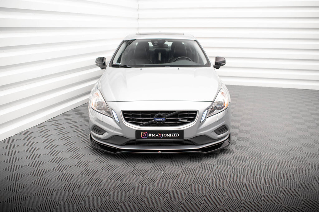 Maxton Design Street+ Spoilerlippe Front Ansatz V.2 passend für Volvo S60 R-Design Mk2 schwarz Hochglanz