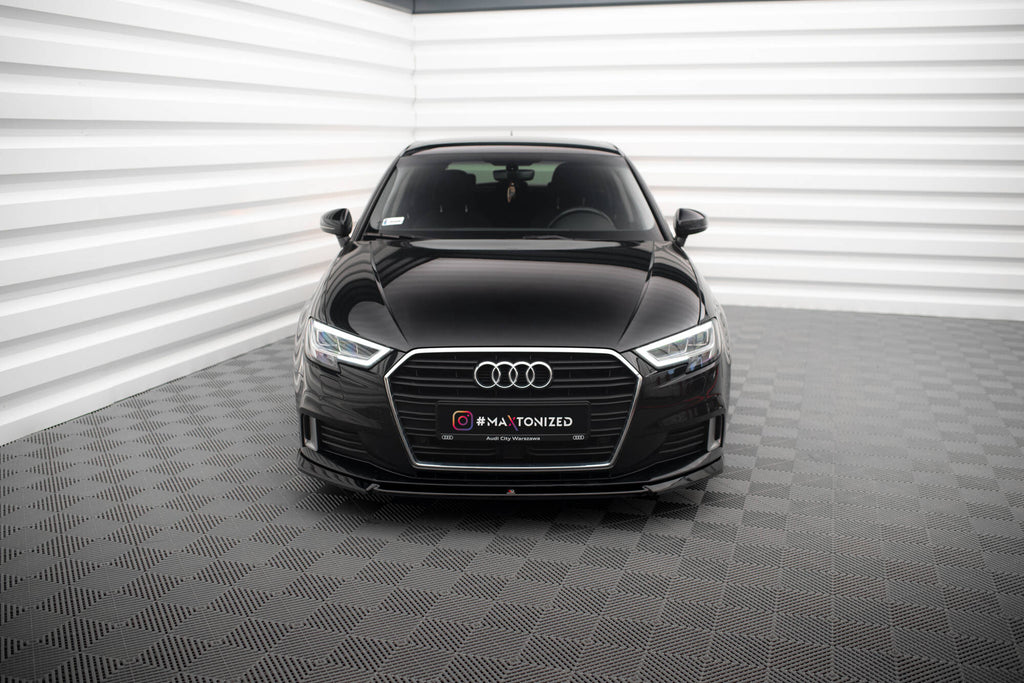 Maxton Design Street+ Spoilerlippe Front Ansatz V.2 passend für Audi A3 Sportback 8V Facelift schwarz Hochglanz