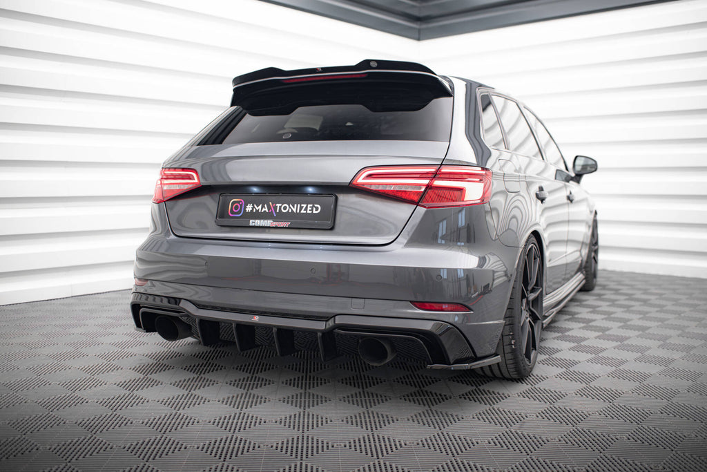 Maxton Design Diffusor Heck Ansatz passend für Audi A3 S-Line Sportback 8V Facelift (Einzelauspuff li. re.)