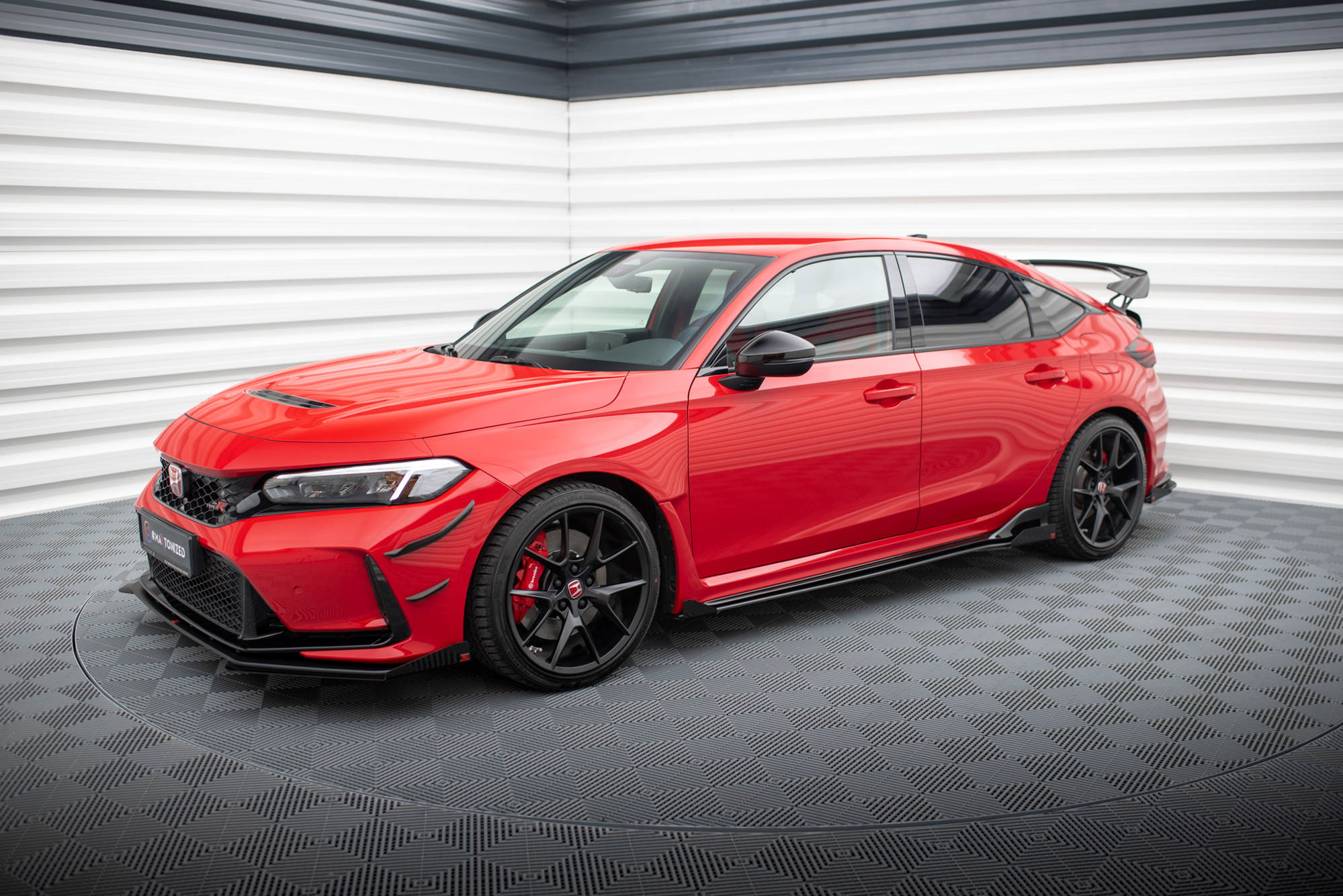 Maxton Design Street Pro Street+ Seitenschweller Leisten + Flaps passend für Honda Civic Type-R Mk 11 schwarz Hochglanz