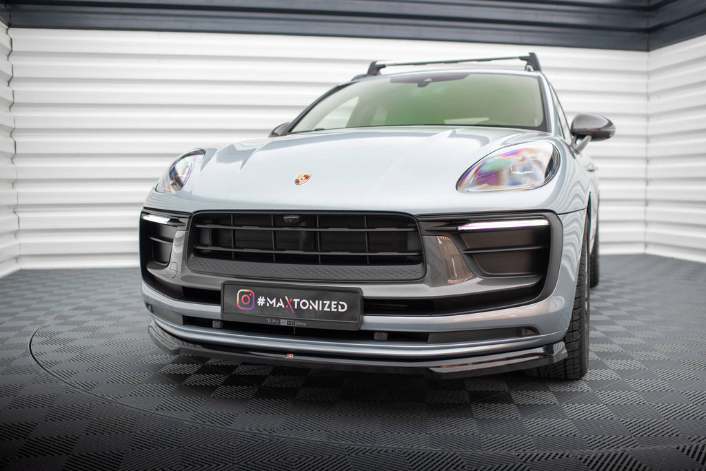 Maxton Design Street+ Spoilerlippe Front Ansatz passend für Porsche Macan Mk1 Facelift 2 schwarz Hochglanz
