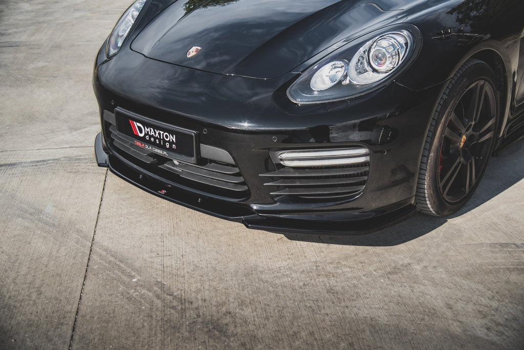 Maxton Design Street+ Spoilerlippe Front Ansatz V.2 passend für Porsche Panamera Turbo 970 Facelift schwarz Hochglanz