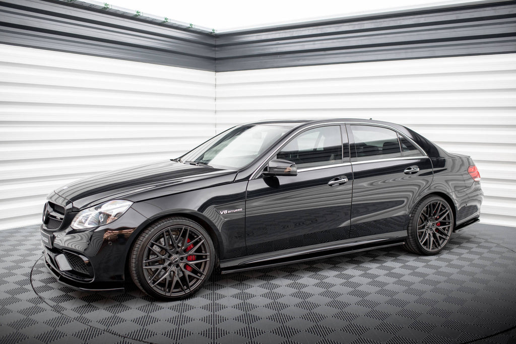 Maxton Design Street+ Seitenschweller Leisten passend für Mercedes-Benz E63 AMG / AMG-Line Limousine W212 Facelift schwarz Hochglanz