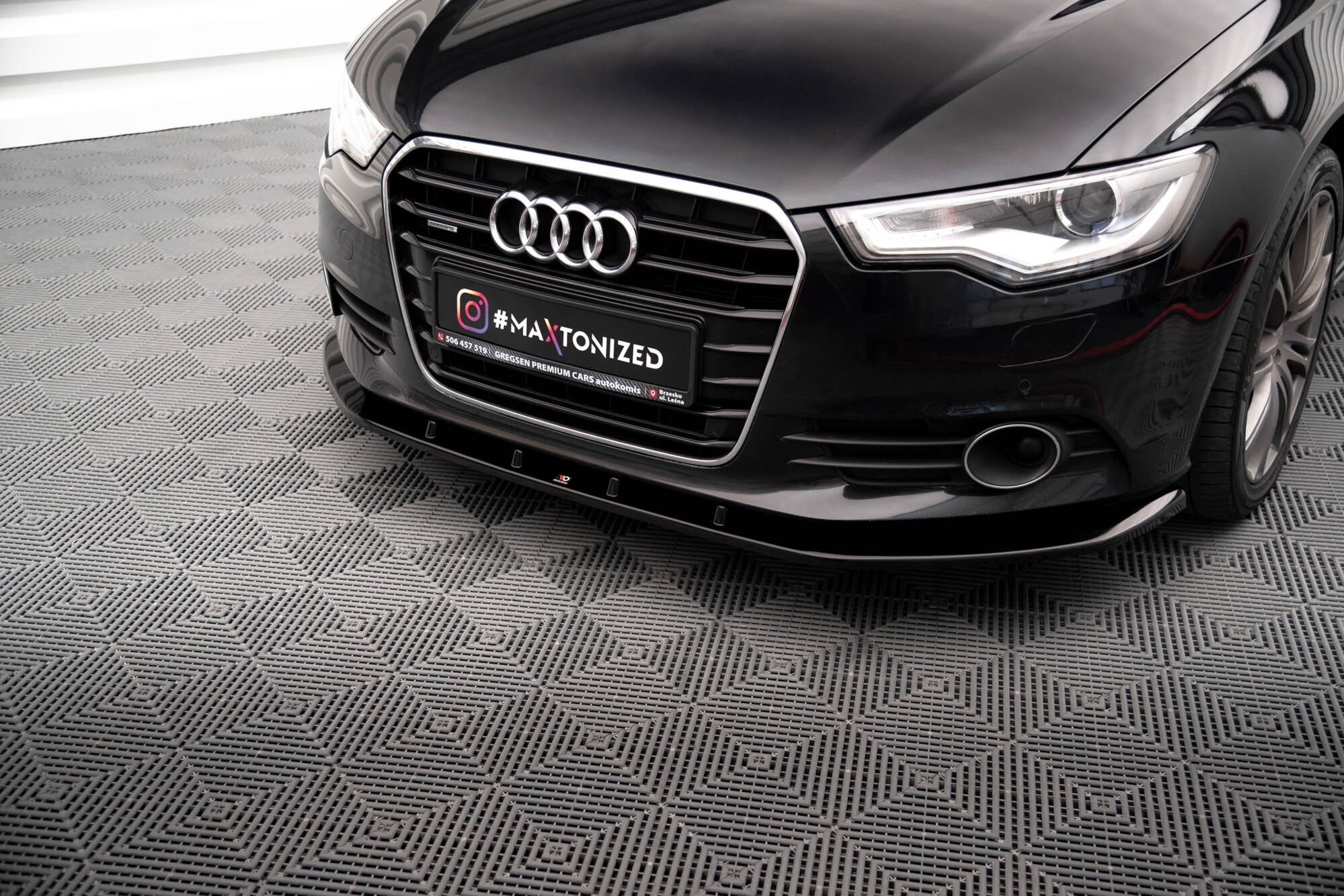 Maxton Design Street+ Spoilerlippe Front Ansatz V.3 passend für Audi A6 C7 schwarz Hochglanz