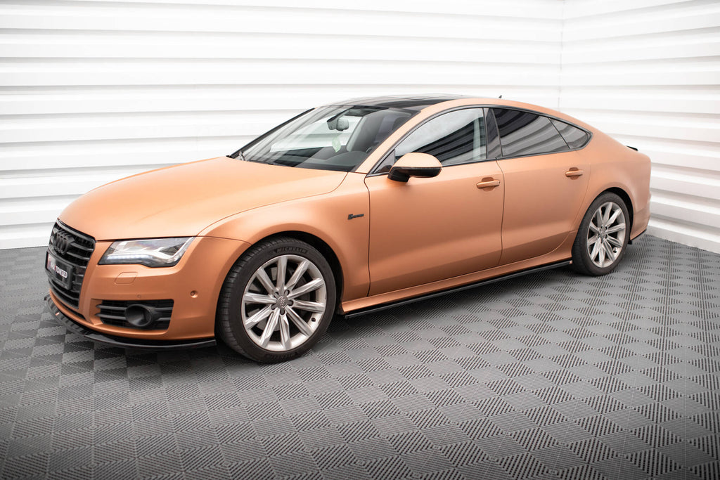 Maxton Design Street+ Seitenschweller Leisten passend für V.3 passend für Audi A7 S-Line / S7 C7 schwarz Hochglanz