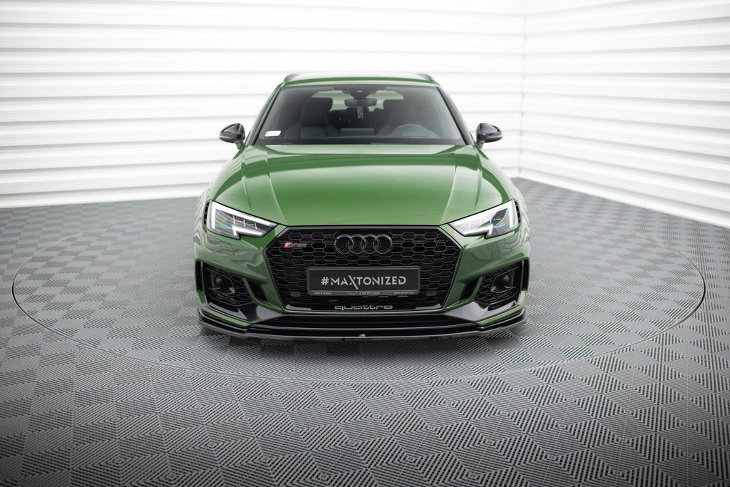 Maxton Design Street+ Spoilerlippe Front Ansatz V.2 passend für AUDI RS4 B9 schwarz Hochglanz