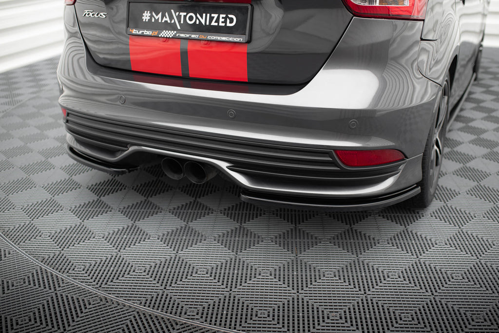 Maxton Design Heck Ansatz Flaps Diffusor passend für Ford Focus ST Mk3 FL schwarz Hochglanz