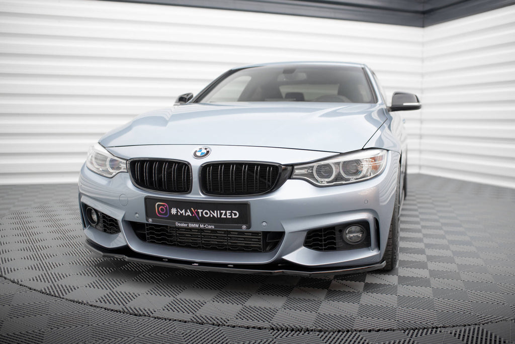 Maxton Design Street+ Spoilerlippe Front Ansatz V.1 passend für BMW 4er Coupe / Gran Coupe / Cabrio M-Paket F32 / F36 / F33 schwarz Hochglanz
