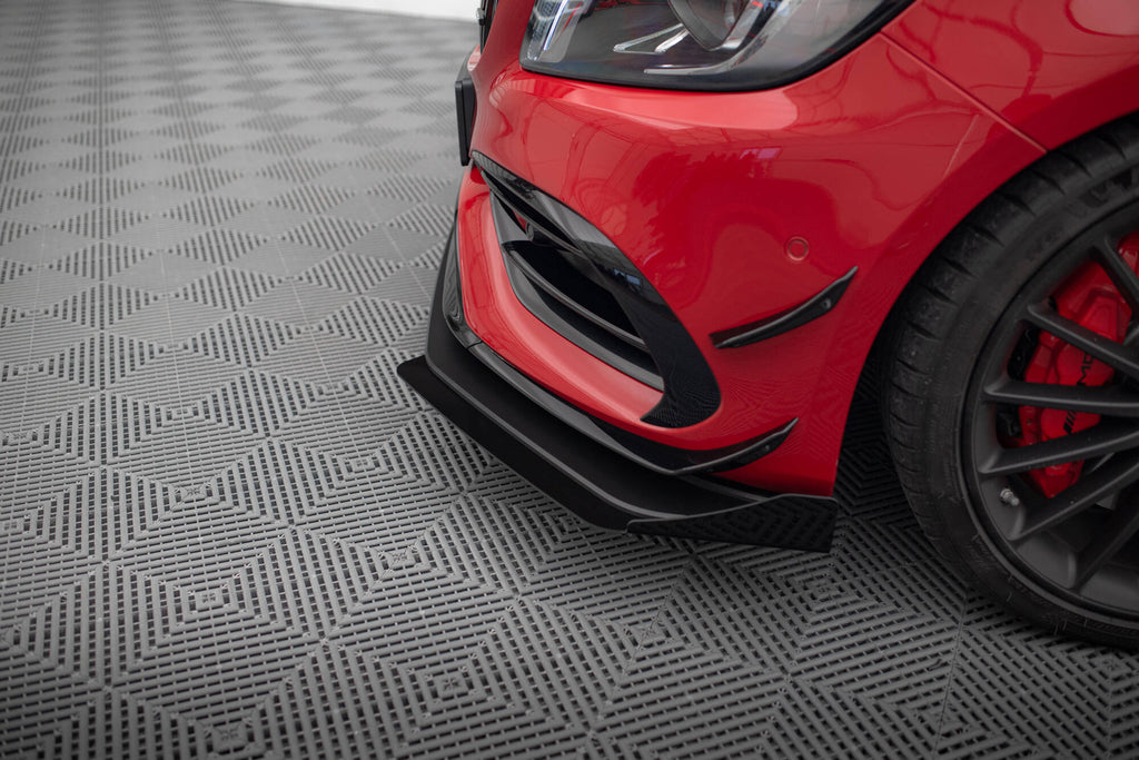 Maxton Design Street Pro Street+ Spoilerlippe Front Ansatz + Flaps passend für Mercedes-Benz A 45 AMG Aero W176 Facelift schwarz Hochglanz